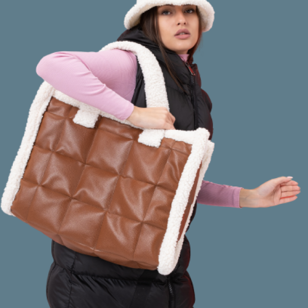 Omuz Çantası Kahverengi Suni Deri